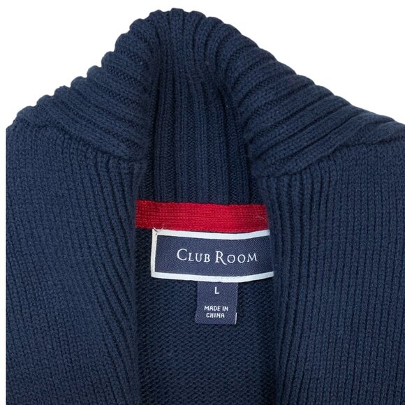 Club Room Mens Novelty Ski Cardigan Sweater L Blue Holiday Christmas Heritage. - Picture 3 of 12